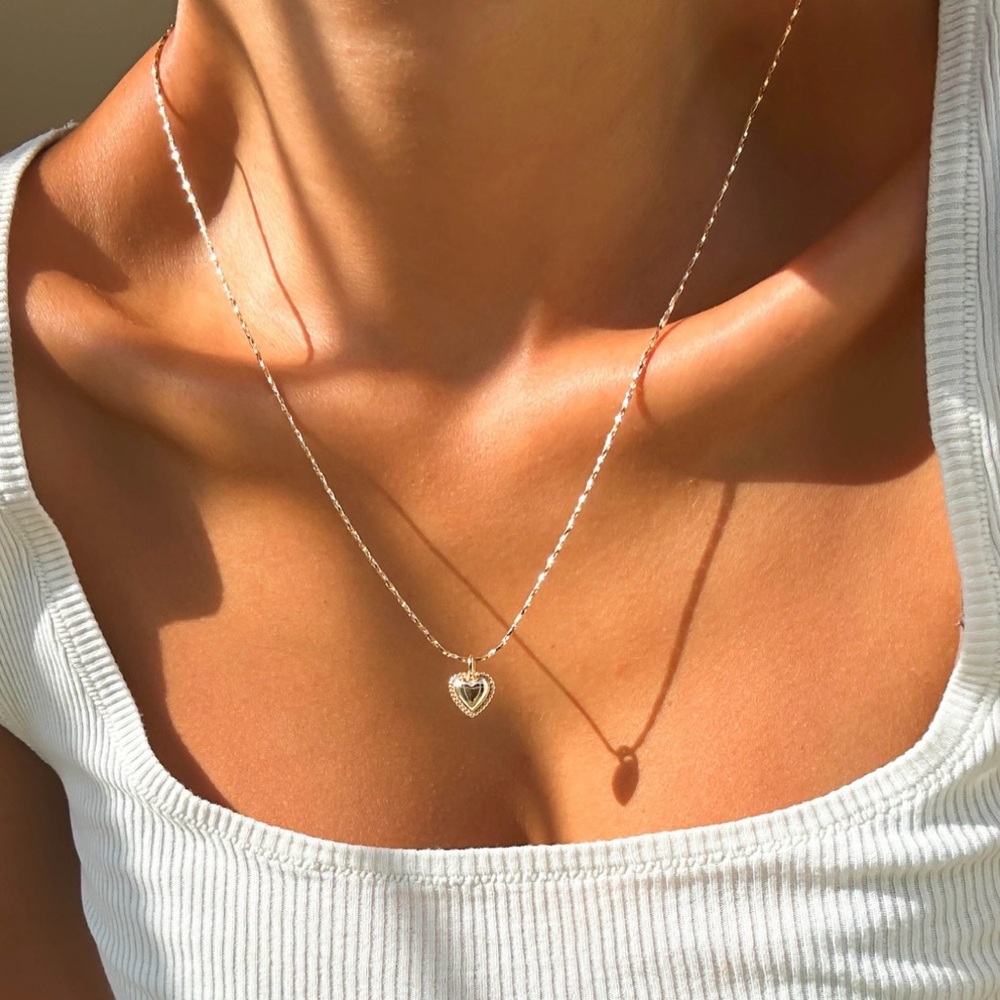 LLUME Love Heart Necklace (gold) 20” Sterling Silver Gold Plated